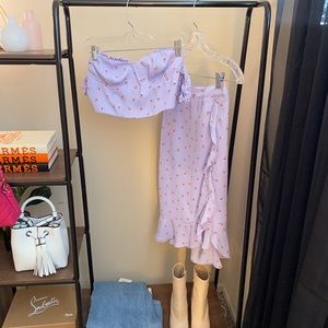 Lilac midi skirt/tube two piece set